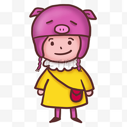 可爱的猪猪女孩图片_穿黄色裙子的猪猪女孩