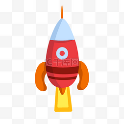 红色的火箭手绘插画