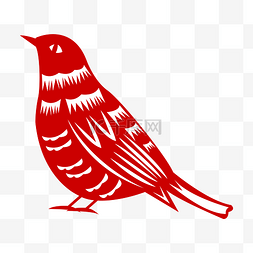 红色手绘小鸟剪纸