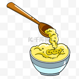 黄色的小米和勺子