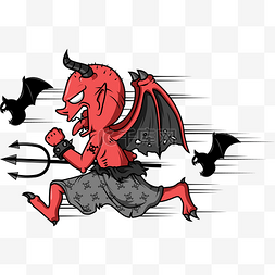 翅膀恶魔图片_万圣节卡通恶魔奔跑