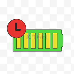时间刻度线图片_绿色手绘电量元素
