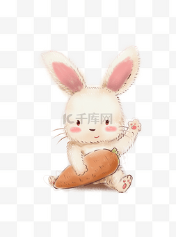 吃萝卜兔子图片_动物系列小白兔吃萝卜