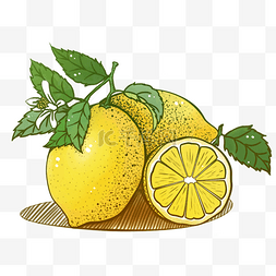 柠檬半图片_水果食物柠檬手绘风格下载
