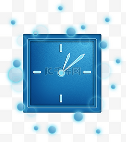 光感科技感蓝色方形钟表