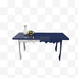 北欧风家装图片_蓝白色拼接桌子北欧风家居素材