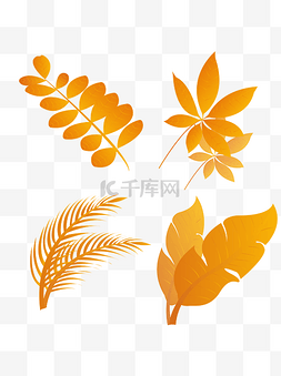 秋叶矢量图片_秋之秋叶黄色植物简洁唯美渐变矢