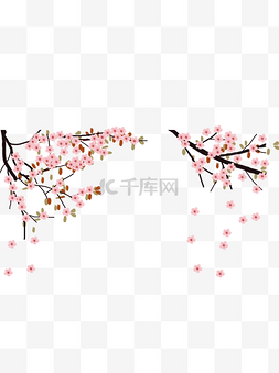 唯美背景图片下载图片_彩绘粉色花枝背景素材