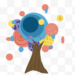创意彩色树木素材图片_创意时尚彩色树木插画