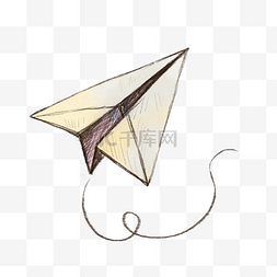 折线条图片_创意铅笔手绘纸飞机PNG免抠素材