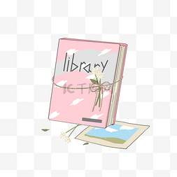粉色装饰书籍插图