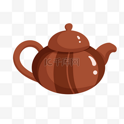 茶具陶瓷图片_棕色可爱的茶壶