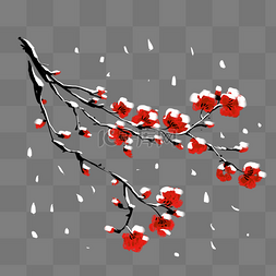 水墨绽放的花图片_冬季寒冷的腊梅梅花枝