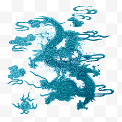 蓝色液体喷火龙效果图插画