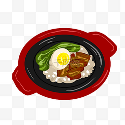 煲汤锅手绘图片_美味的煲仔饭插画