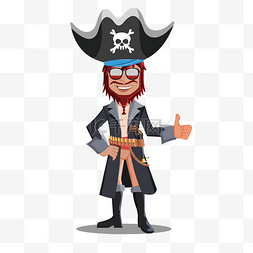 海盗船长图片_卡通点赞墨镜海盗船长矢量素材