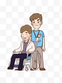 轮椅残疾人图片_乐观的残疾人和志愿者小朋友可商