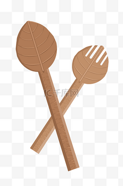 吃饭叉子图片_木质勺子叉子 