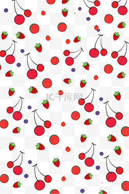 草莓底纹图片_卡通草莓底纹插画漂浮