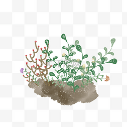 春天绿色小清新植物插画PNG