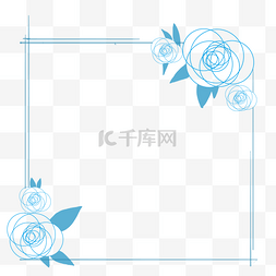蓝色玫瑰花装饰图片_蓝色玫瑰花边框插画