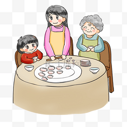 包饺子卡通图片_二十四节气系列卡通手绘Q版立冬
