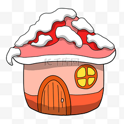 红色的落雪房子插画