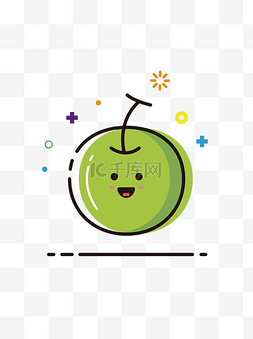 青苹果矢量素材图片_青苹果水果MBE卡通可爱夏季矢量元