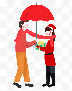 欧美礼物图片_圣诞节卡通手绘过圣诞节的情侣