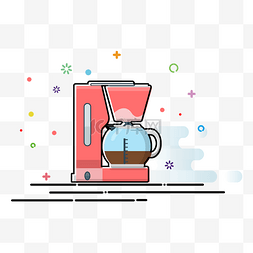 粉色咖啡杯图片_手绘卡通粉色咖啡机