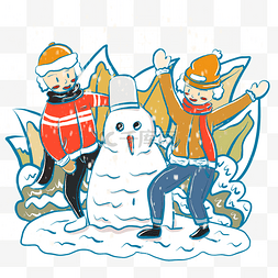 堆雪人玩耍图片_冬天堆雪人玩耍小场景