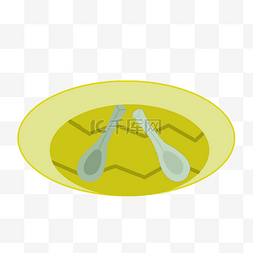 两盘子图片_黄色的盘子餐具插画