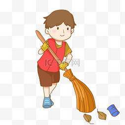 志愿者社区服务扫地免抠PNG素材