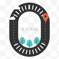 交通运输公路图片_英文字母O型黑色黄底马路斑马线