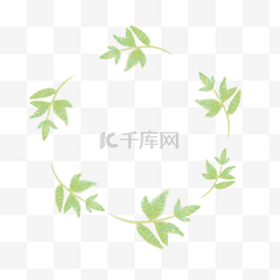 漂浮树叶免抠png图片_卡通绿色的叶子圆环免抠图