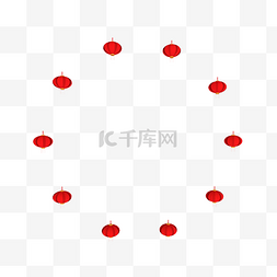 中国风红色年货节图片_圆形红色灯笼装饰