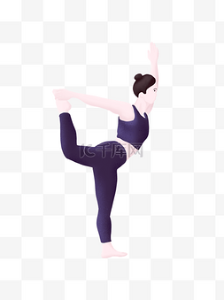 清新少女瑜伽锻炼装饰元素