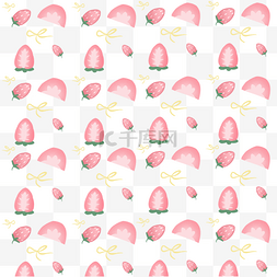 海报草莓图片_小清新手绘草莓粉红底纹
