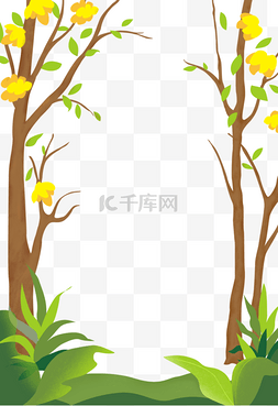 广告设计图片_小清新树木装饰边框设计