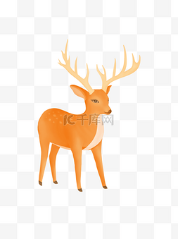 可爱橙色小鹿装饰元素