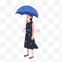 雨中的人图片_卡通打伞的女人下载