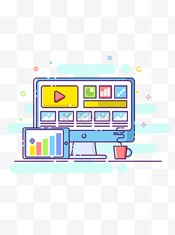 mbe风格卡通可爱可商用矢量电脑平