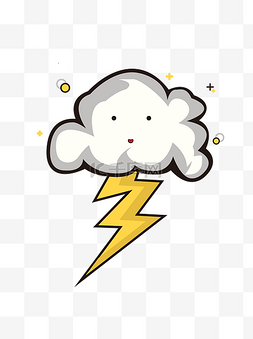闪电背景图片_手绘可爱卡通乌云闪电可商用元素