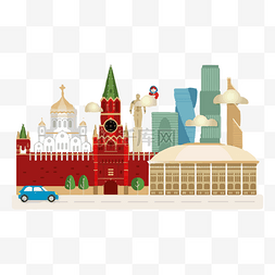 扁平城市海报图片_世界杯俄罗斯城市宣传矢量