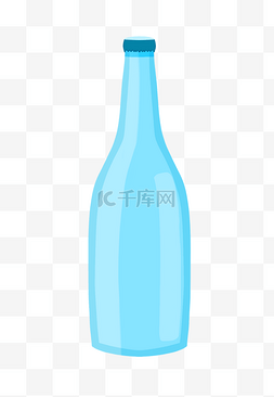 蓝色饮料图片_手绘长形蓝色瓶子