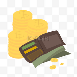 钱包手绘图片_金融小物之金币和钱包手绘设计