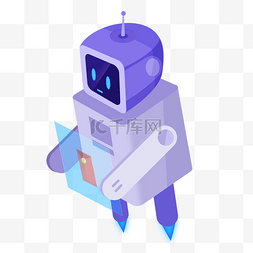 紫色机器人图片_卡通紫色的智能机器人免抠图