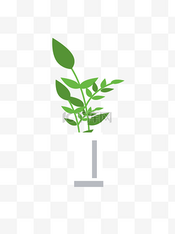 绿色植物矢量图图片_扁平化绿色植物盆栽简约设计