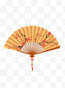 中国风折扇手绘图片_手绘中国风女士手持梅花折扇