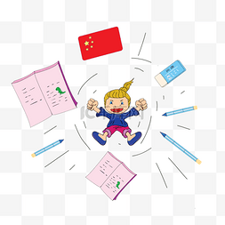 书本笔学生图片_开学季学生矢量图